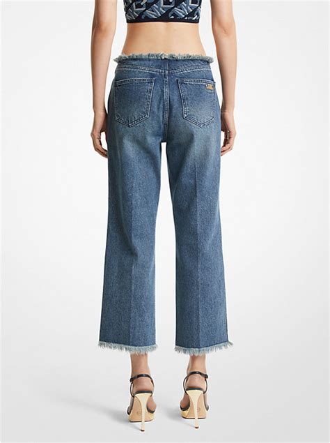 michael kors frayed ankle jeans|Frayed Denim Cropped Jeans .